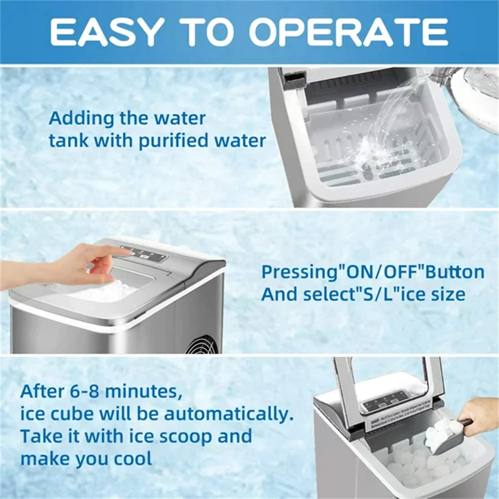 Countertop Ice Maker - Portable Ice Maker & Nugget Ice Machine | Ice Cube Maker 26 Lbs Ice in 24 Hrs
