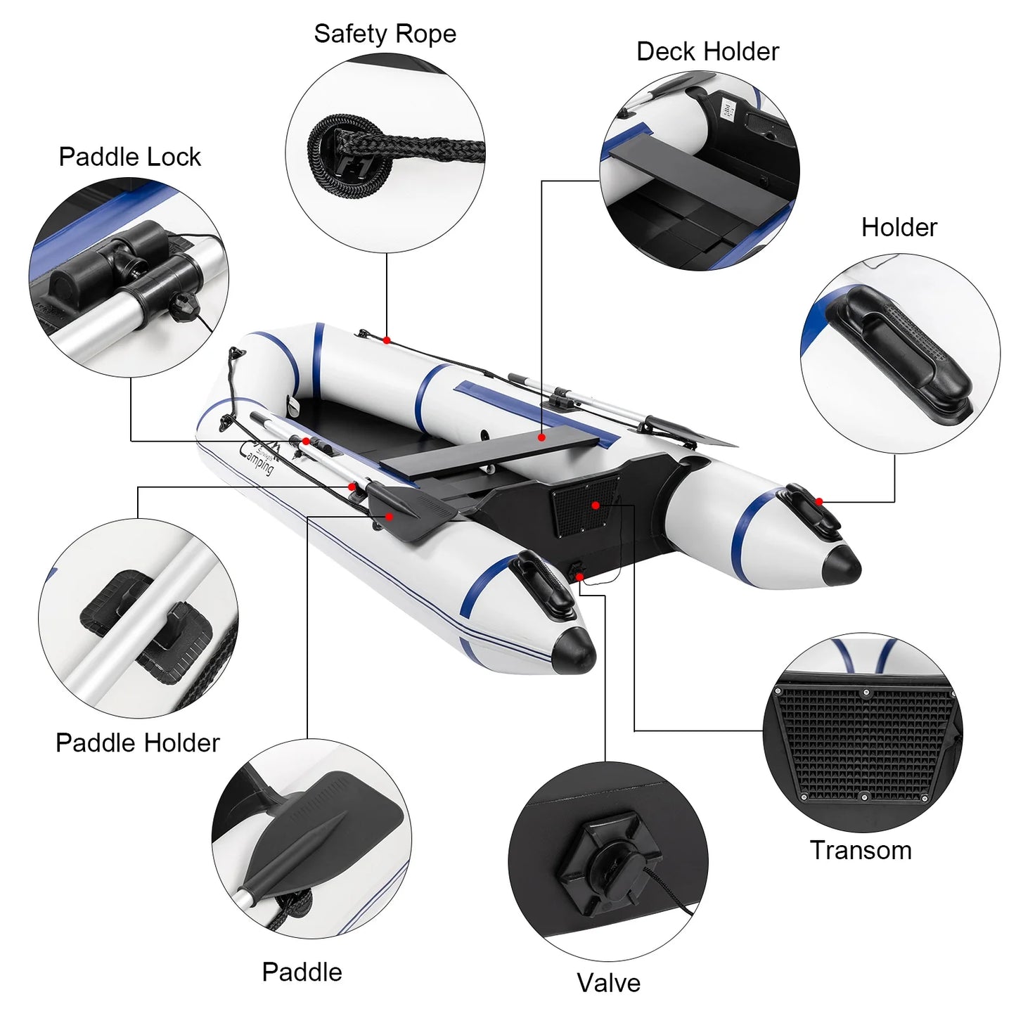 Inflatable Boat Fishing Kayaks for Adults - 7.5ft PVC 2 Person Kayak Boat Off YJ Rafts Boat Accessories for Camping Survivals