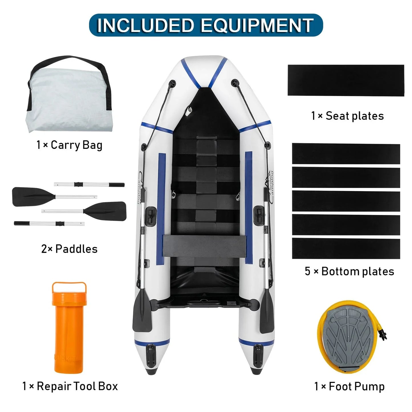 Inflatable Boat Fishing Kayaks for Adults - 7.5ft PVC 2 Person Kayak Boat Off YJ Rafts Boat Accessories for Camping Survivals