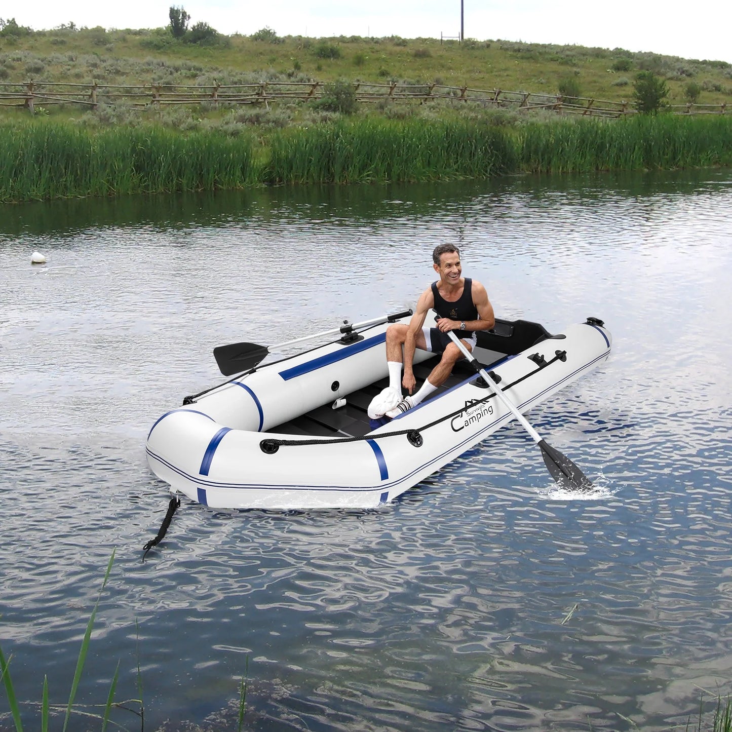 Inflatable Boat Fishing Kayaks for Adults - 7.5ft PVC 2 Person Kayak Boat Off YJ Rafts Boat Accessories for Camping Survivals
