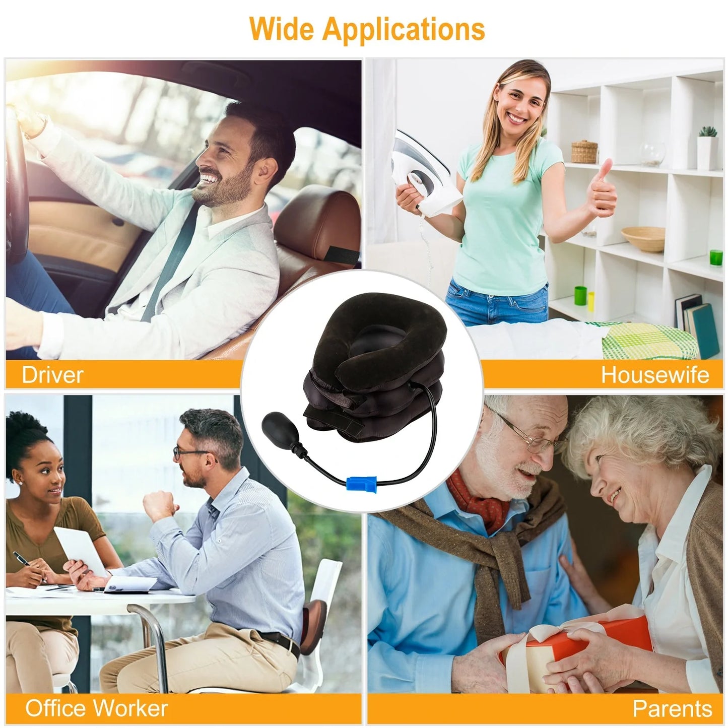 Cervical Neck Pillow - Neck Pain Relief Adjustable Travel Shoulder Pillow | Inflatable Pillow Cervical Traction Device