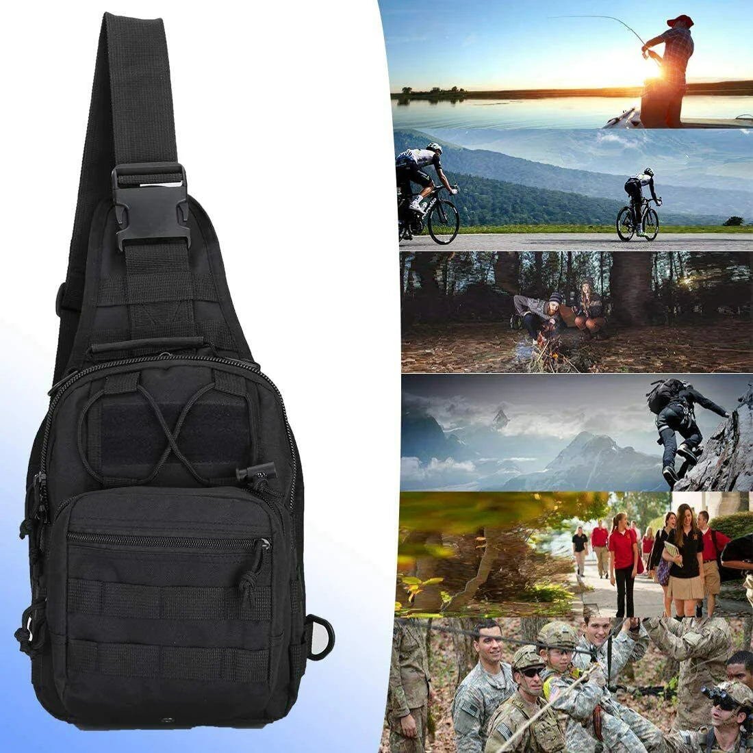 Sling Bag for Men - Hiking Tactical Backpack & Shoulder Bag for Men Military Crossbody Bag Chest Molle Daypack for Camping