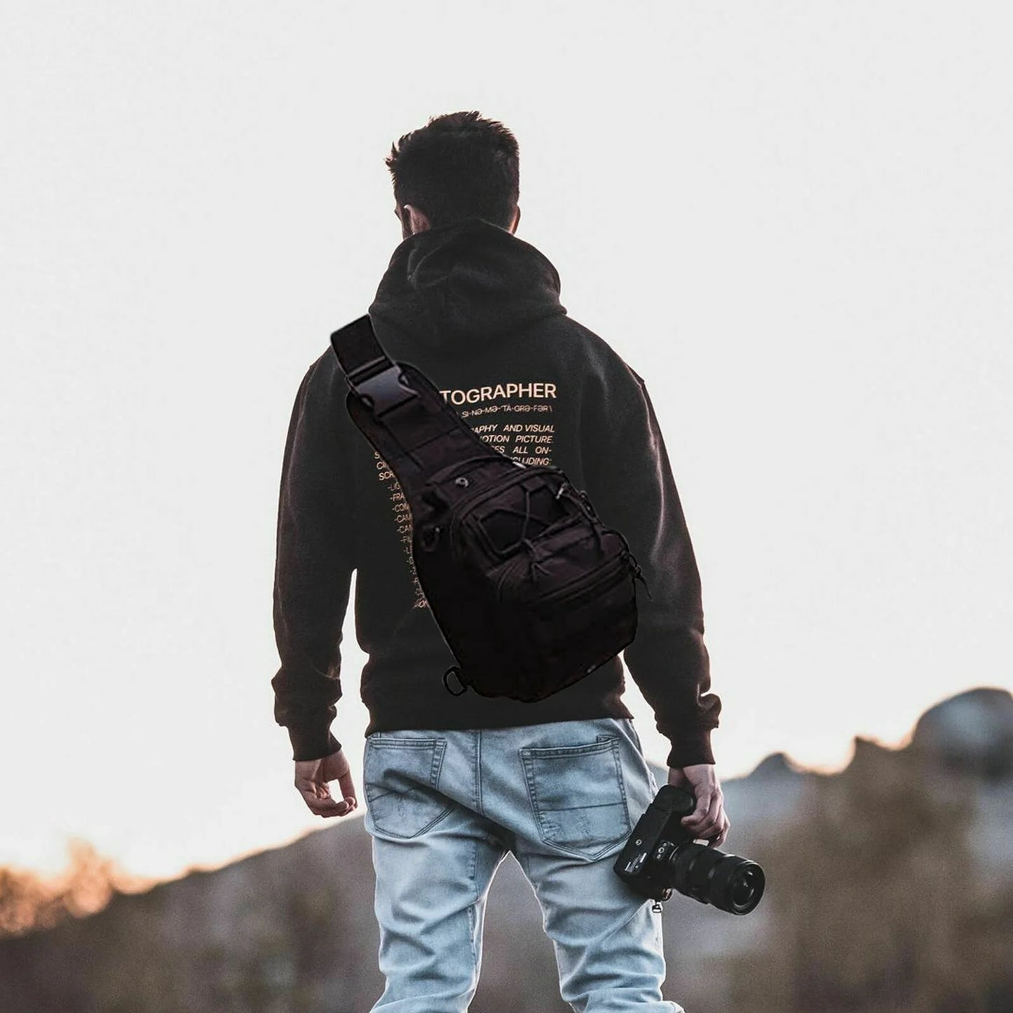 Sling Bag for Men - Hiking Tactical Backpack & Shoulder Bag for Men Military Crossbody Bag Chest Molle Daypack for Camping