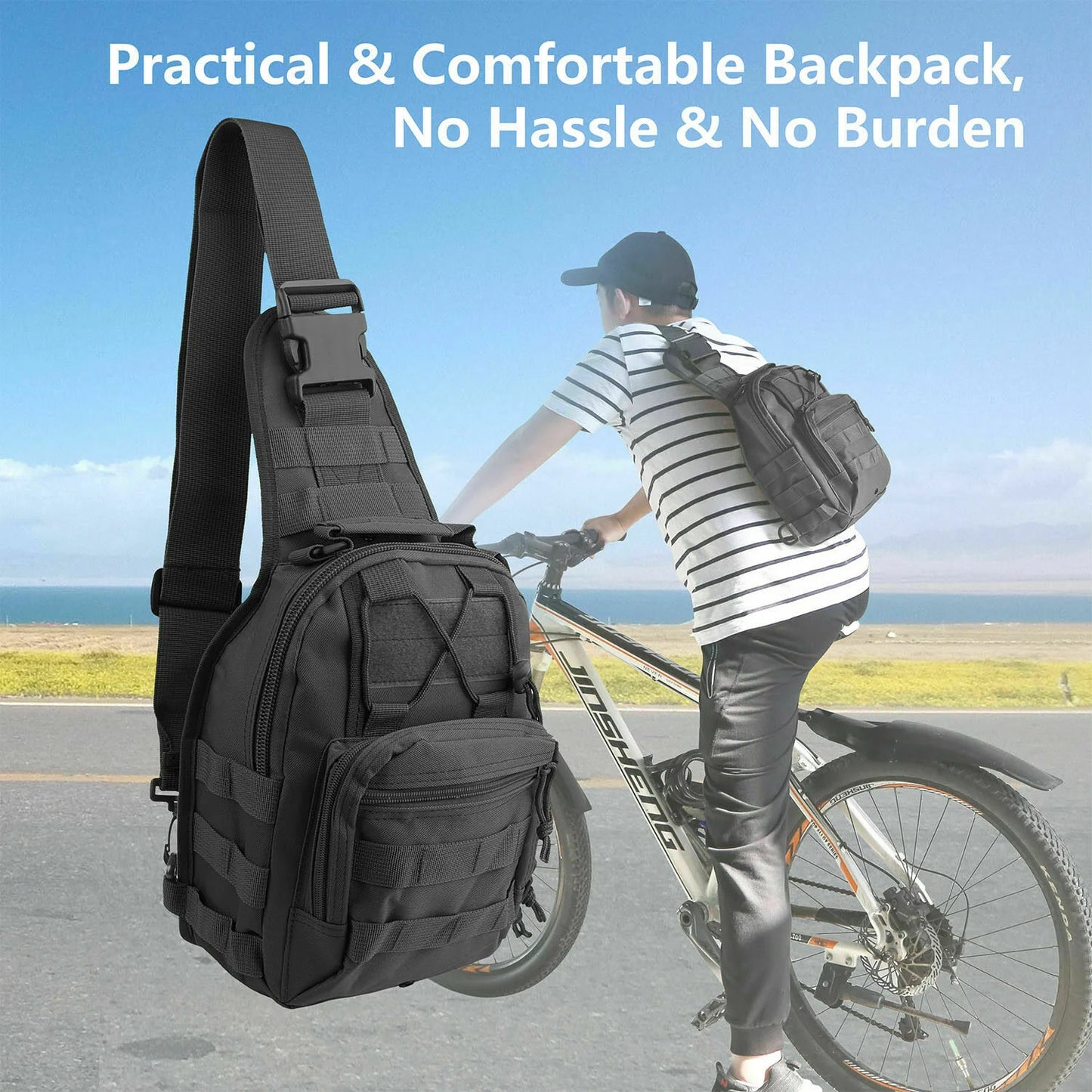 Sling Bag for Men - Hiking Tactical Backpack & Shoulder Bag for Men Military Crossbody Bag Chest Molle Daypack for Camping