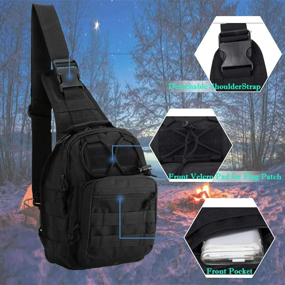 Sling Bag for Men - Hiking Tactical Backpack & Shoulder Bag for Men Military Crossbody Bag Chest Molle Daypack for Camping