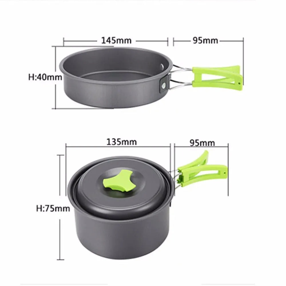 Kitchen Cookware Sets - Alumina Material Camping Pots and Pans Set - 9 Pieces Camping Essentials