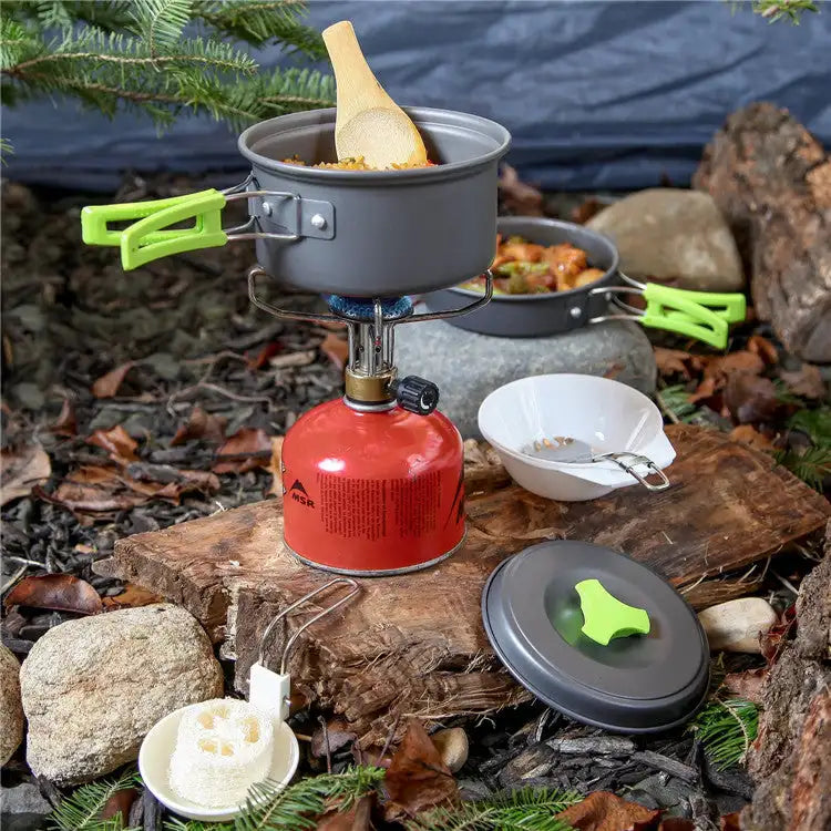 Kitchen Cookware Sets - Alumina Material Camping Pots and Pans Set - 9 Pieces Camping Essentials