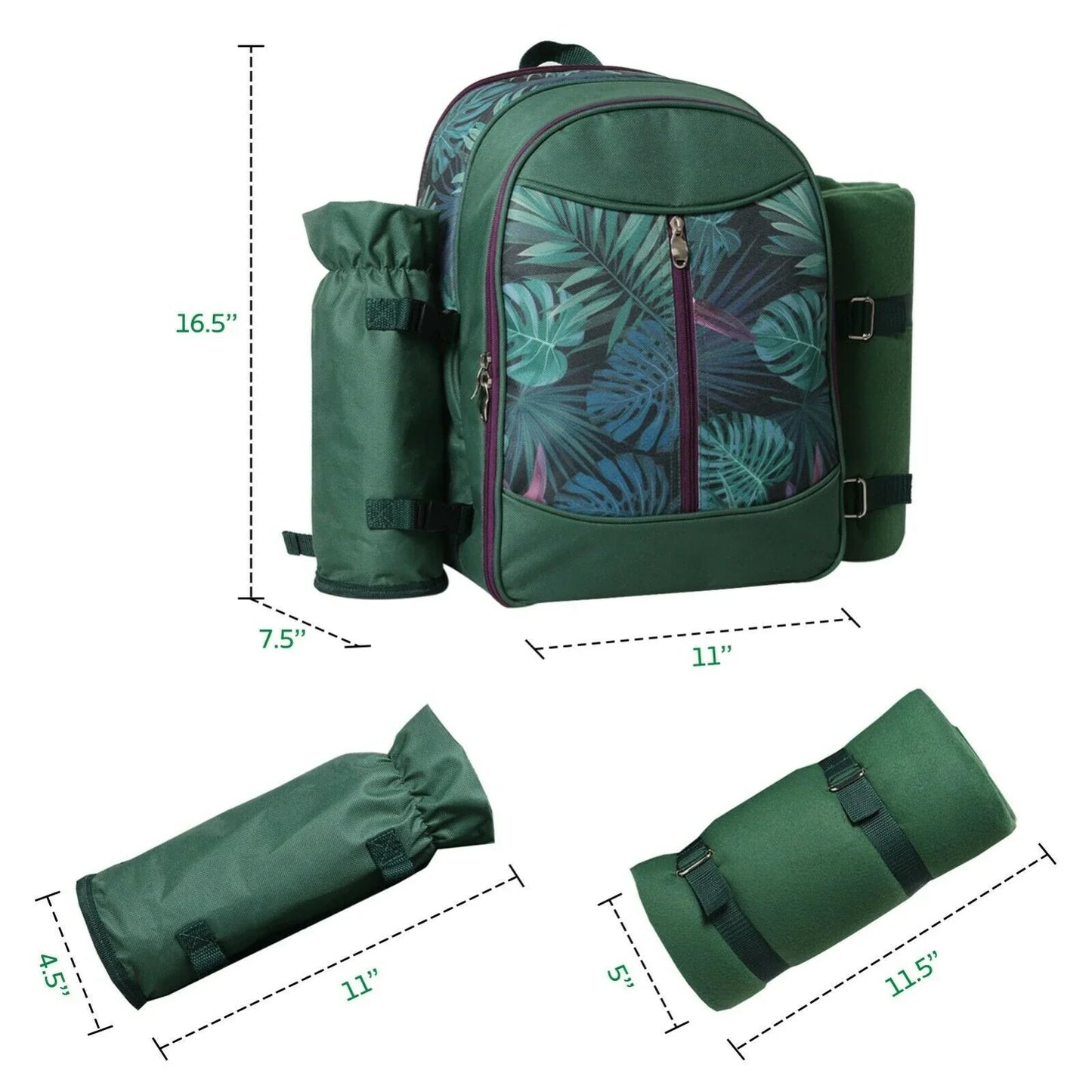 Picnic Backpack with Cutlery Set - Cooler Backpack with Tableware & Outdoor Camping Beach Accessories | 4 Persons Bag