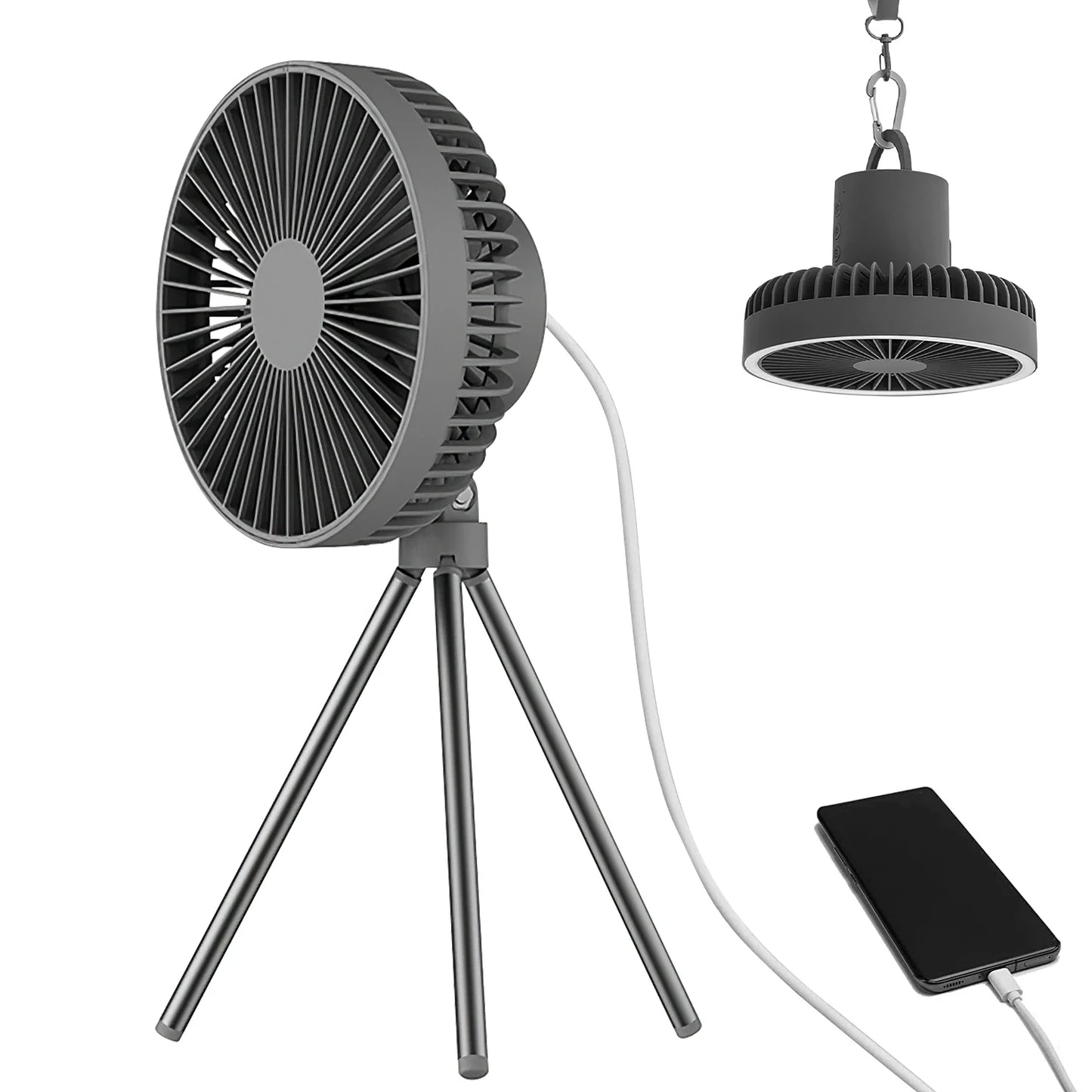 Portable Camping Fan - Tents Fan Rechargeable Battery Operated Fan - Personal Fan 3 Speed Setting for Travel Hiking Fishing