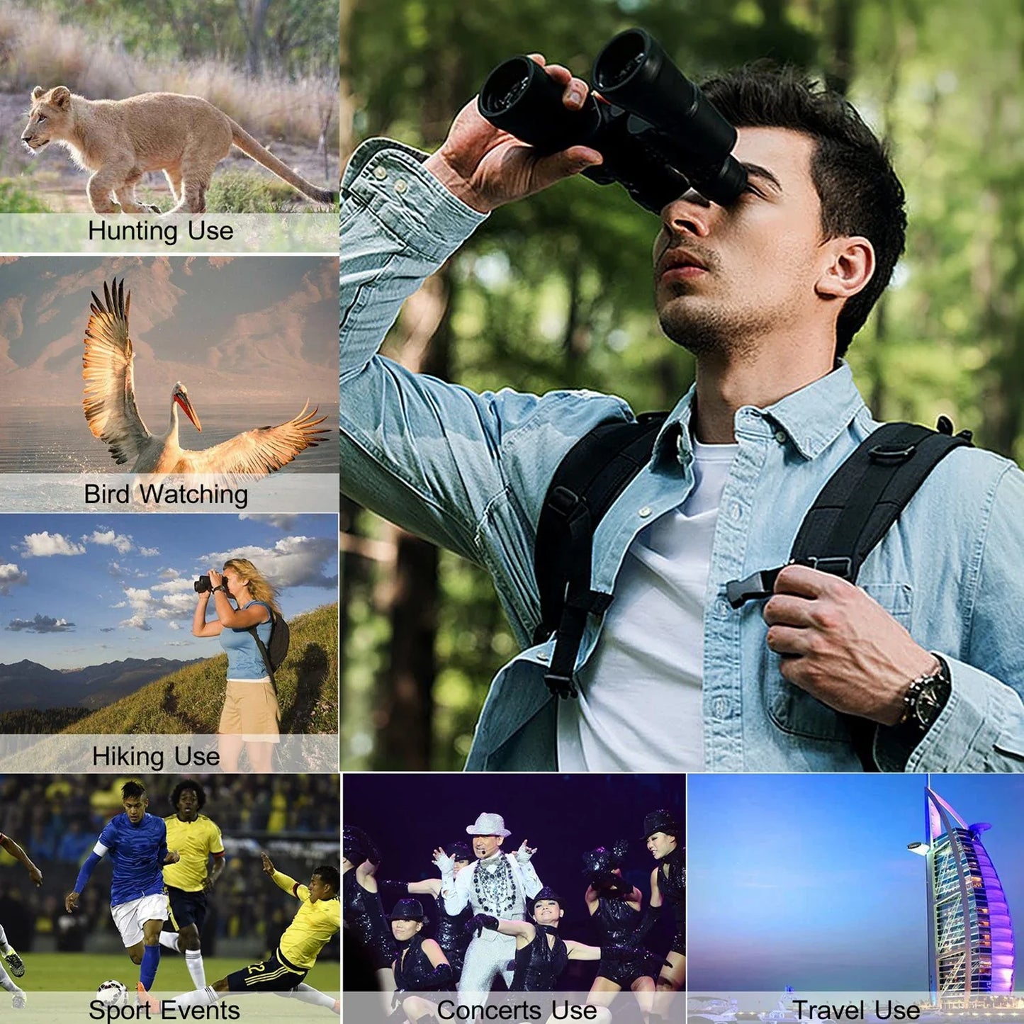 Product Title: Compact Binoculars with FMC Lens - Travel Hunting Gear High Power Zoom Binoculars - Night Vision Bird Watching Binocular