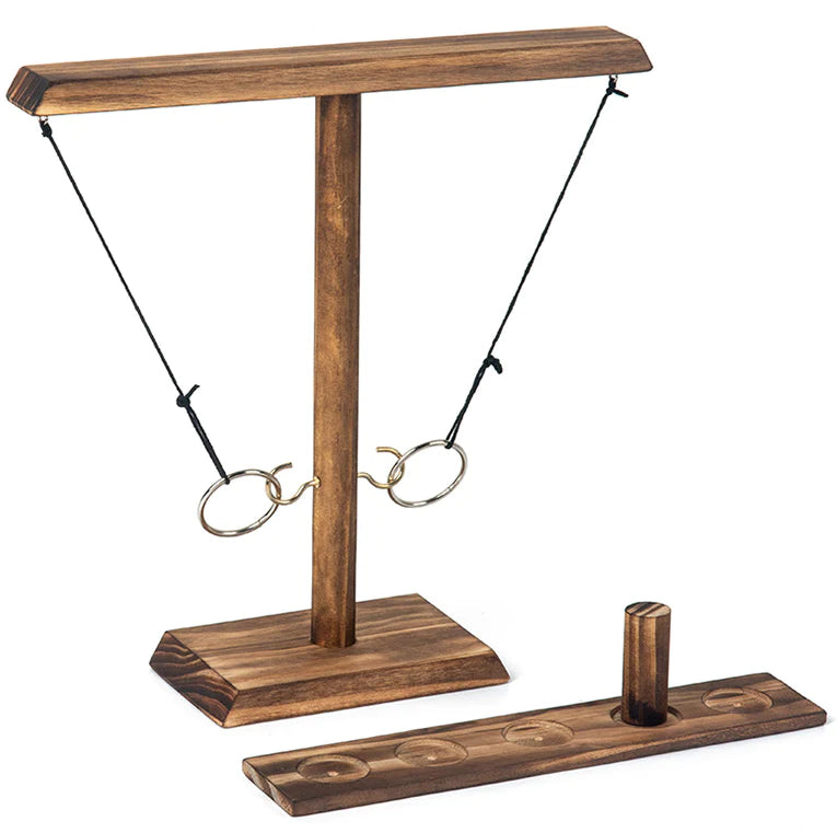 Ring Toss Game Party Drinking Game Wooden Ring Toss Hooks Fast-paced Interactive Game for Bars Home Board Games Pinball