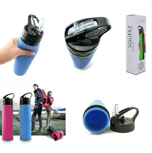 Squeeze N Sip Water Bottles - Reusable Water Bottle & Travel Water Bottle - Sillymate Silicon Cute Big Sports Outdoor Bottle
