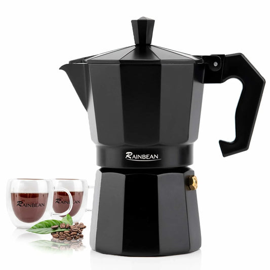 Rainbean Coffee Maker Stovetop Espresso Maker Camping Coffee Makers Electric Moka Pot Classic Percolator Italian - 2 Mugs