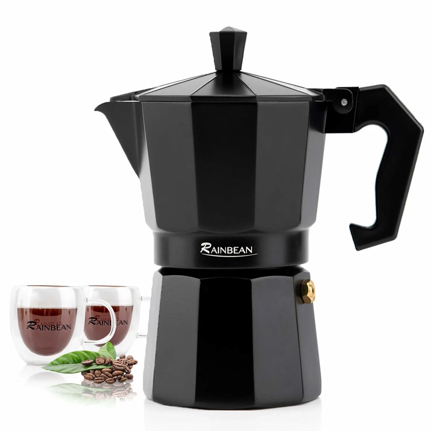 Rainbean Coffee Maker Stovetop Espresso Maker Camping Coffee Makers Electric Moka Pot Classic Percolator Italian - 2 Mugs