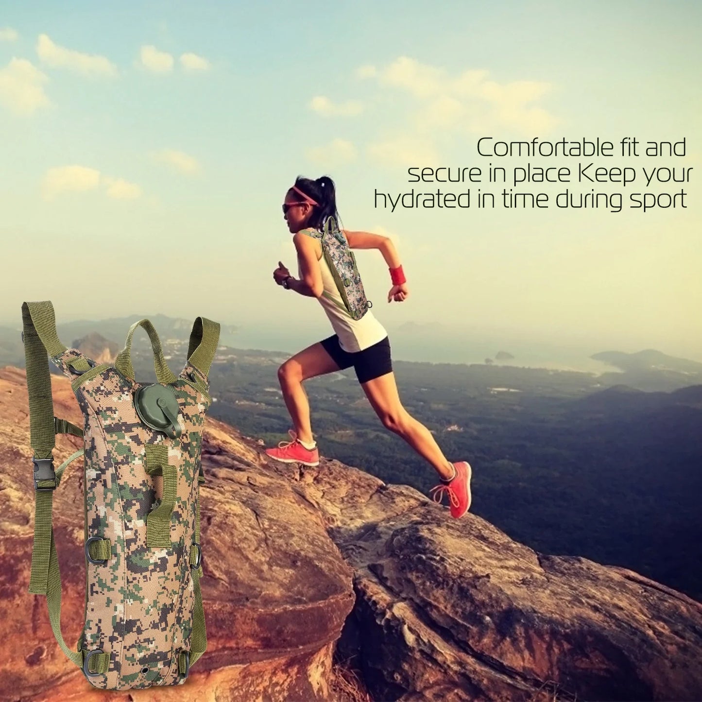 Tactical Hydration Backpack Water Pack Hydration Bladder Leak Proof 3L Water Bag for Camping Running Climbing Biking Hiking