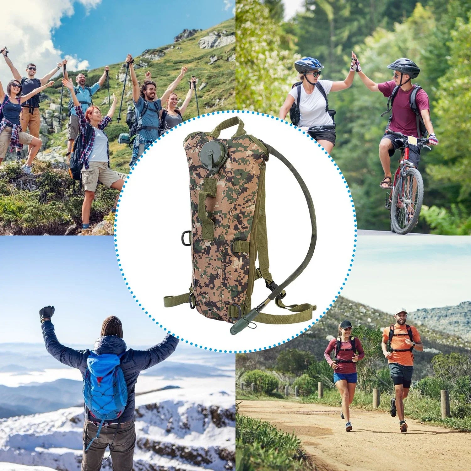 Tactical Hydration Backpack Water Pack Hydration Bladder Leak Proof 3L Water Bag for Camping Running Climbing Biking Hiking