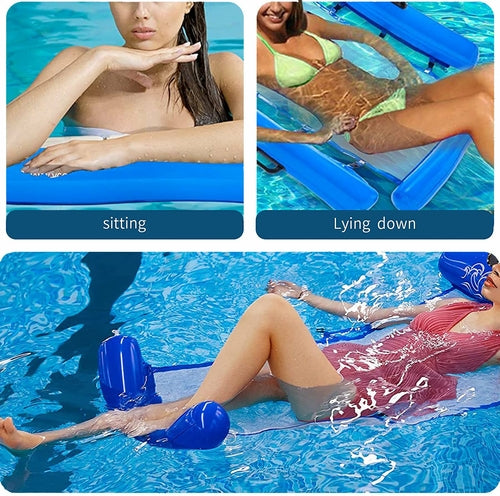 Inflatable Floating Bed Pool Rafts for Adults Water Floats Lake Mat Backrest Water Raft Water Mats for Lake Beach