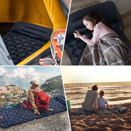Camping Mat Inflatable Sleeping Pad Sleeping Mat Camping Mattress Double Sleeping Pad with Pump and Headrest