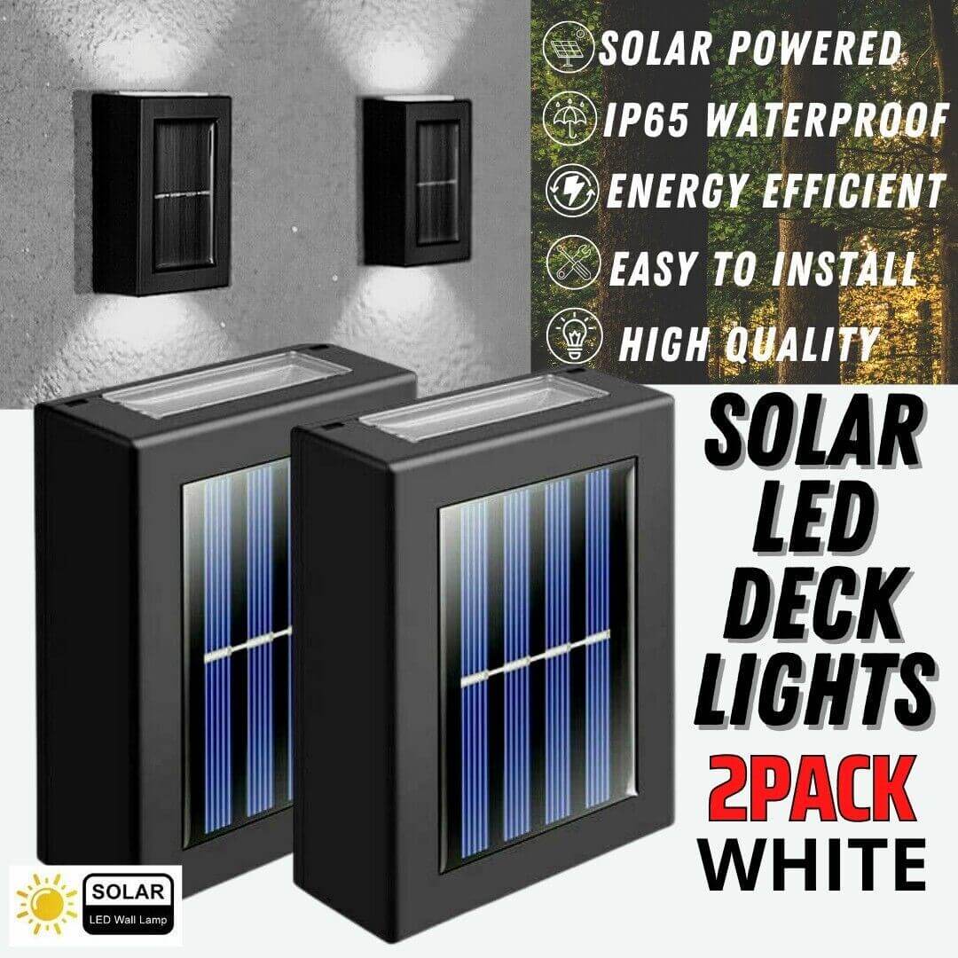 2-Pack Waterproof Outdoor Solar Deck Lights: High-Efficiency LEDs for Stairs, Fences & Decks