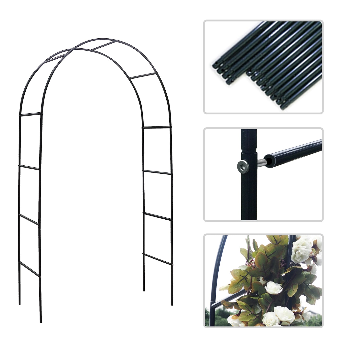 Metal Garden Arch Trellis; Adjustable Arbor Trellis for Garden Climbing Plants Support or Wedding Decor