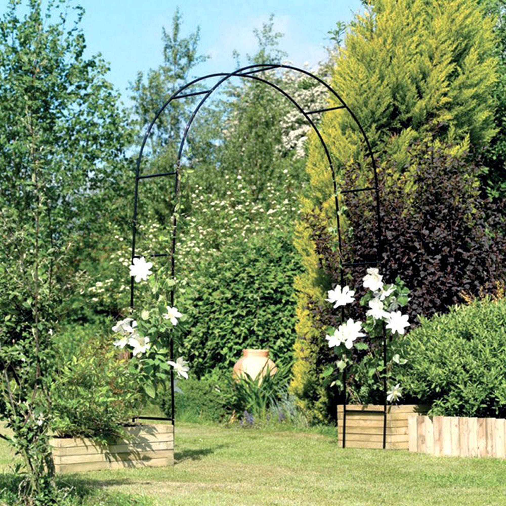 Metal Garden Arch Trellis; Adjustable Arbor Trellis for Garden Climbing Plants Support or Wedding Decor