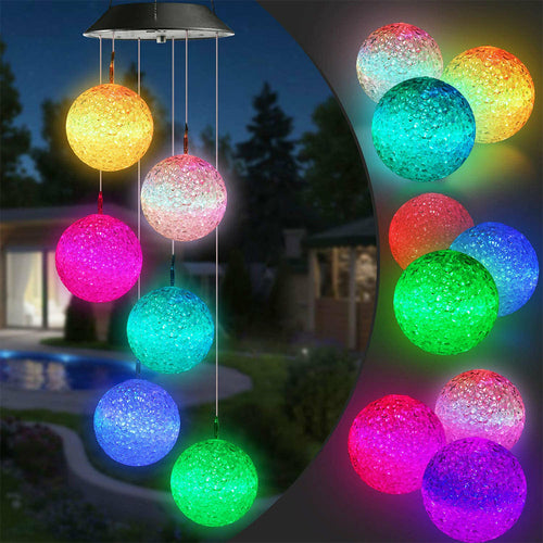 Solar-Powered Crystal Ball Wind Chime Light - The Color-Changing Solar LED String for Enchanting Evenings