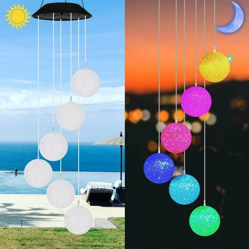 Solar-Powered Crystal Ball Wind Chime Light - The Color-Changing Solar LED String for Enchanting Evenings