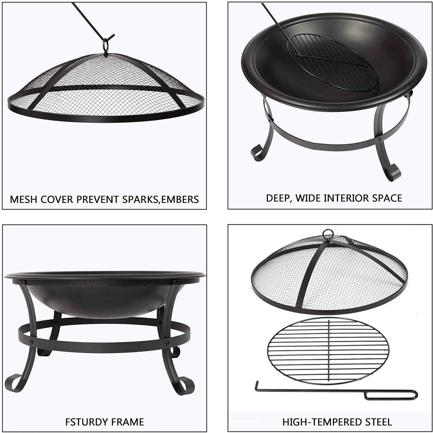 Outdoor Wood Burning BBQ Grill Firepit