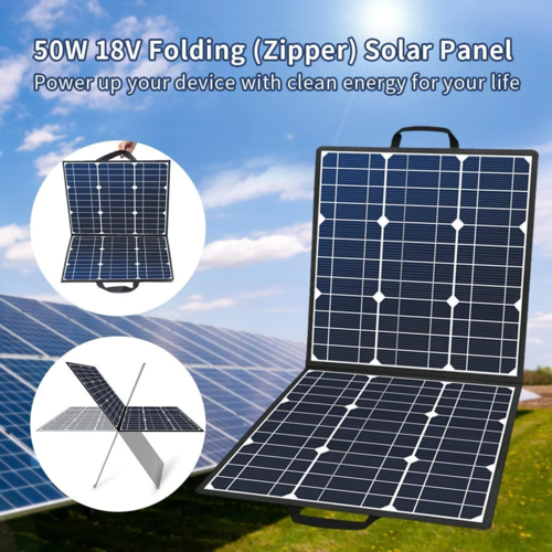 Foldable 50W 18V Portable Solar Panel: The Ultimate Camper's Power Source with Dual Charging