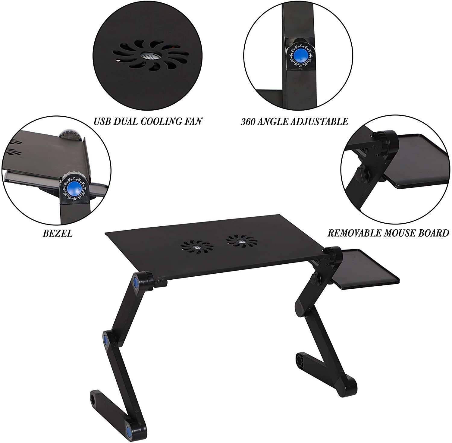 Aluminum Laptop Desk with Adjustable Features and CPU Cooling Fans