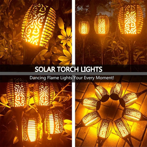 Waterproof Solar-Powered LED Torch Lights with 33 Flickering Flames for Outdoor Gardens and Walkways