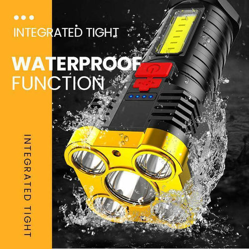 Ultra Bright Waterproof Outdoor LED Flashlight with Multifunctional Side Lamp