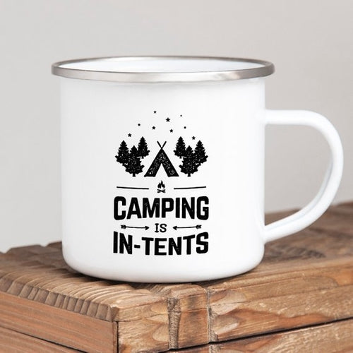 Camping Is In-Tents Enamel Mug - Perfect Outdoor Companion