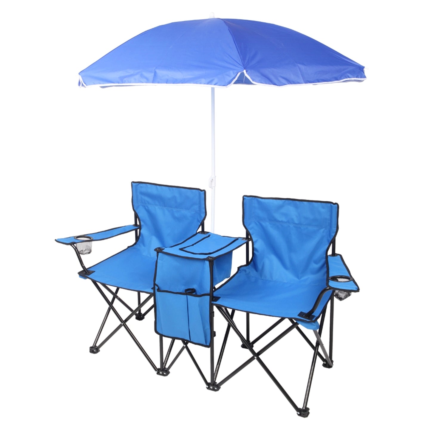 Folding Chair with Umbrella - Outdoor Lightweight Comfortable Beach Chair - Beach Essentials 2-seat Camping Chairs
