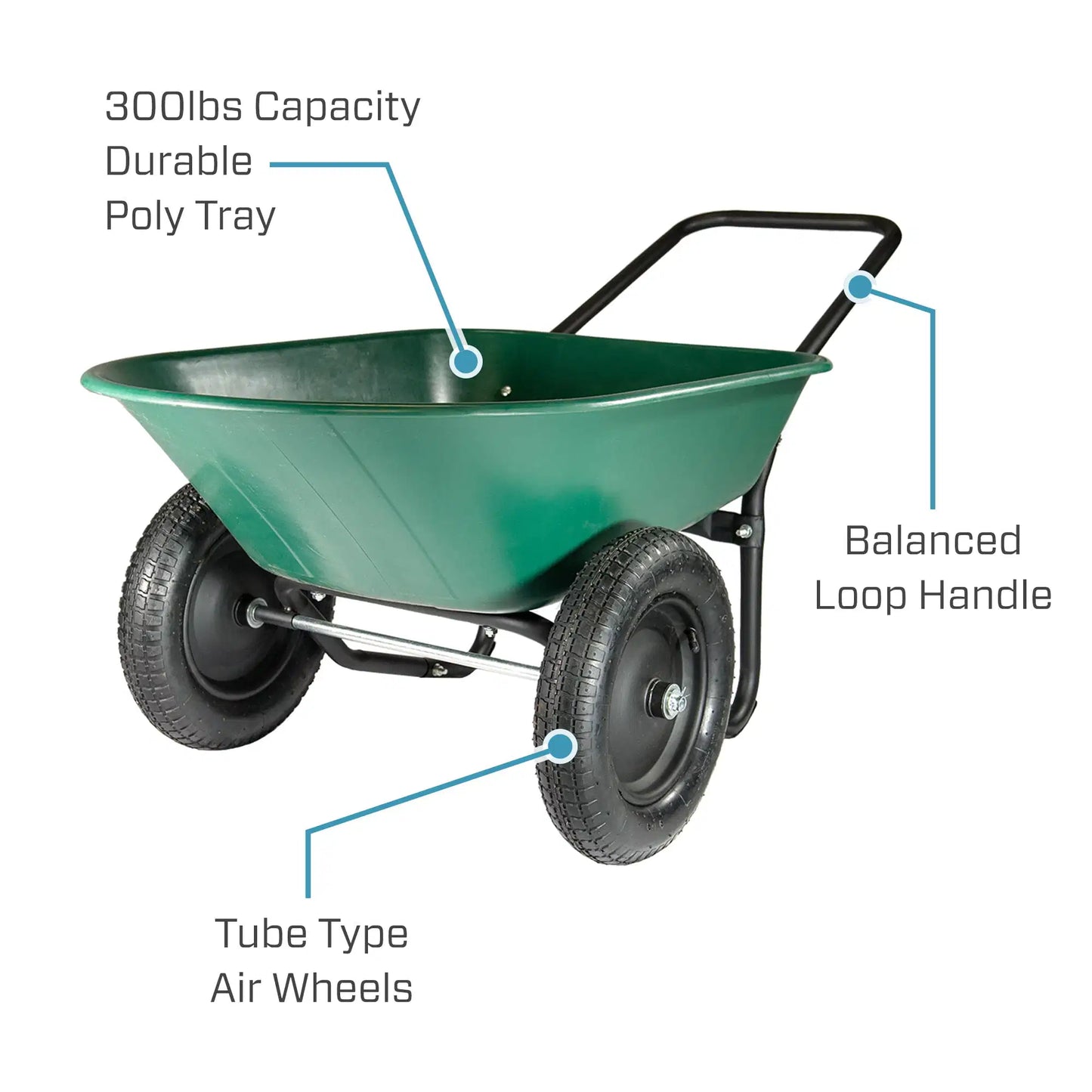 Dual Wheel, Poly Tray Yard Rover Wheelbarrow