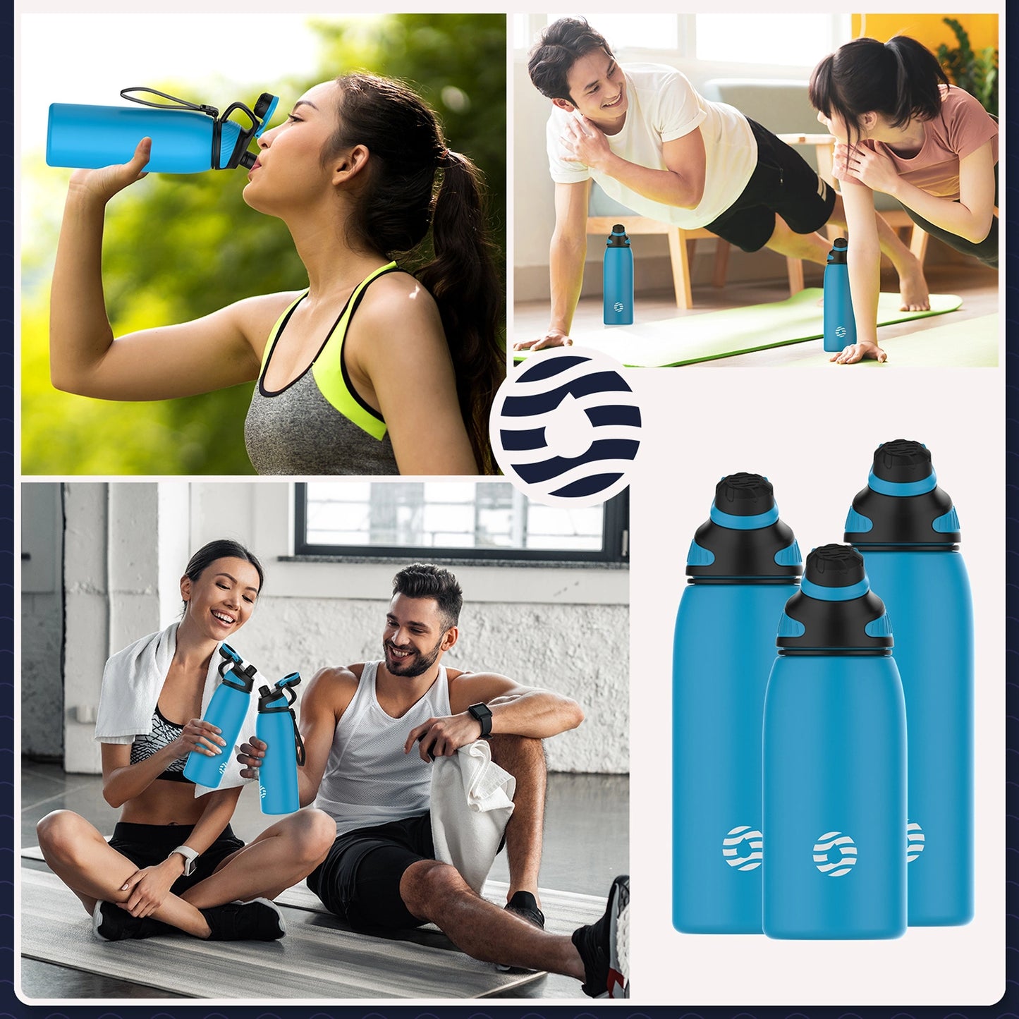 Healter Insulated Water Bottle - Leak Proof Hydro Flask Water Bottles Stainless Steel Sports Travel Bottle for Gym - 20oz