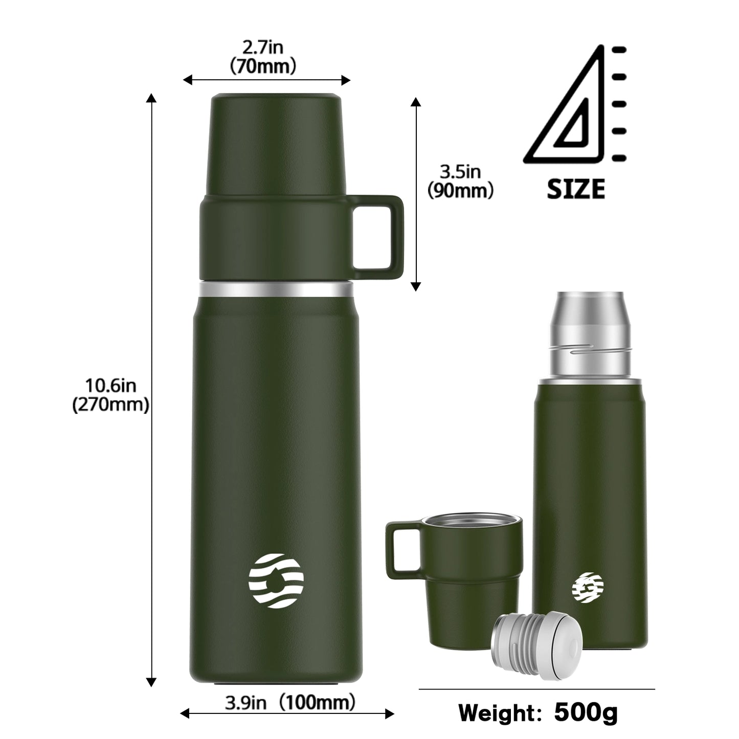Healter Hydro Flask Stainless Steel Thermos for Coffee Travel Vacuum Container Thermo Flask With Tea Mug 850ml