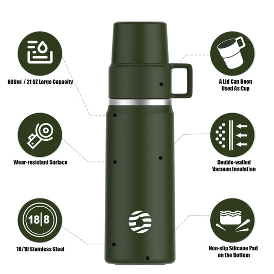 Healter Hydro Flask Stainless Steel Thermos for Coffee Travel Vacuum Container Thermo Flask With Tea Mug 850ml