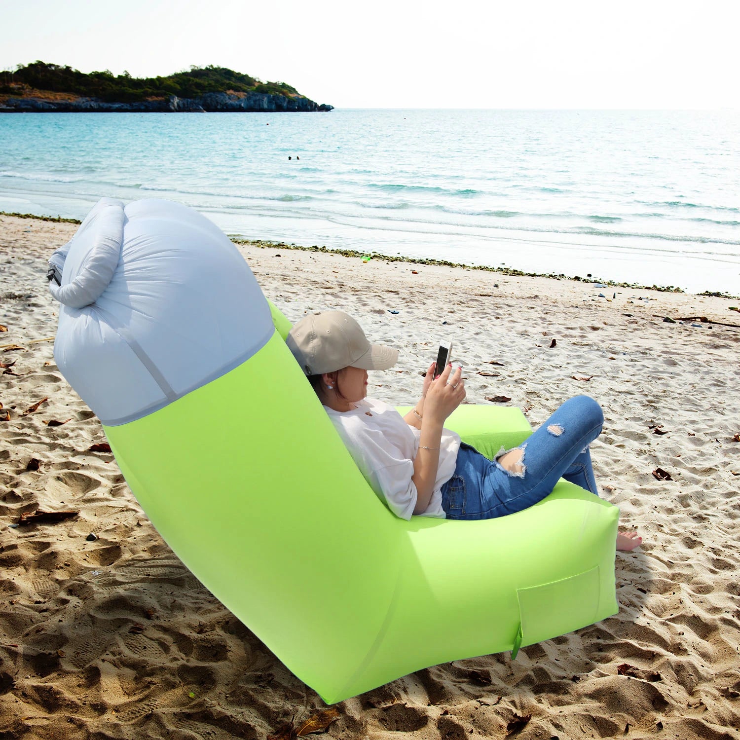 Inflatable Lounger Air Sofa Chair Couch with Portable Organizing Bag - Waterproof Anti Leaking for Backyard Lakeside Beach Traveling Camping Picnics