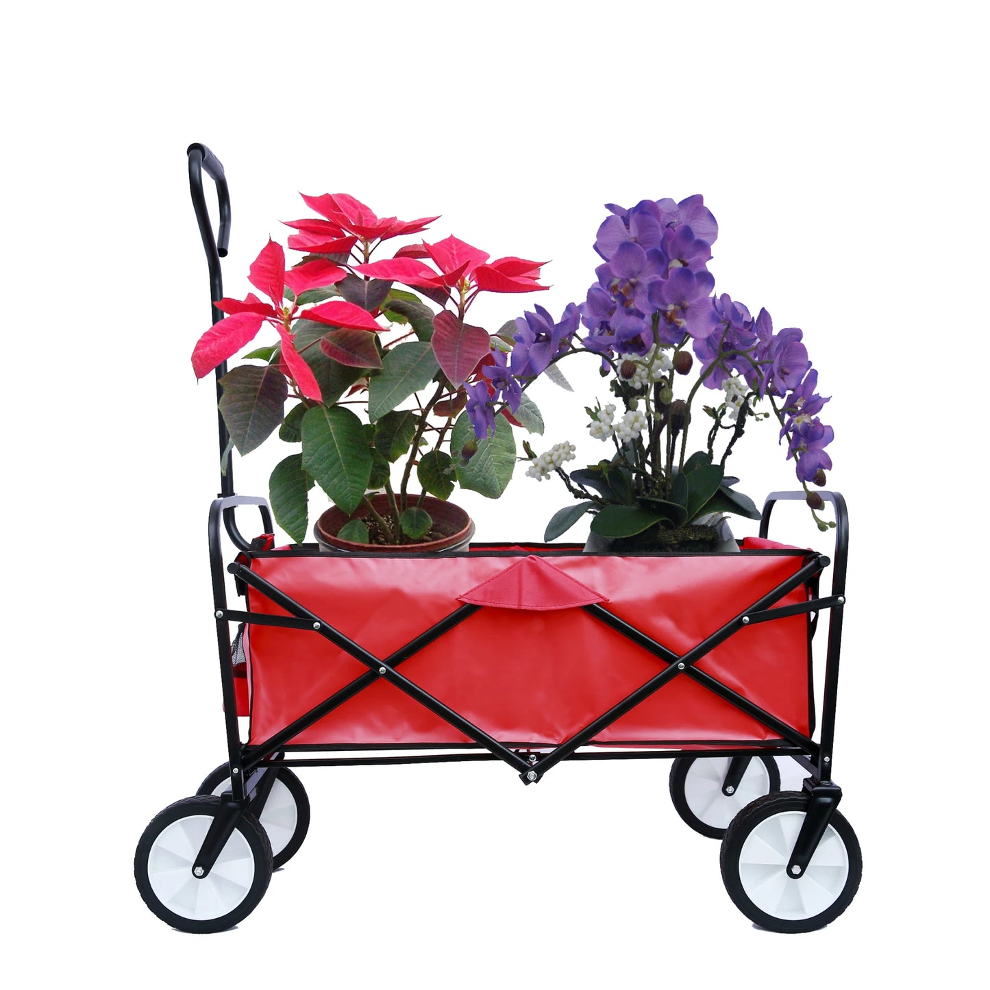 Folding Wagon Garden Cart - Large Capacity Utility Grocery Shopping Beach Carts with Wheels Moving Trolley for Outdoor