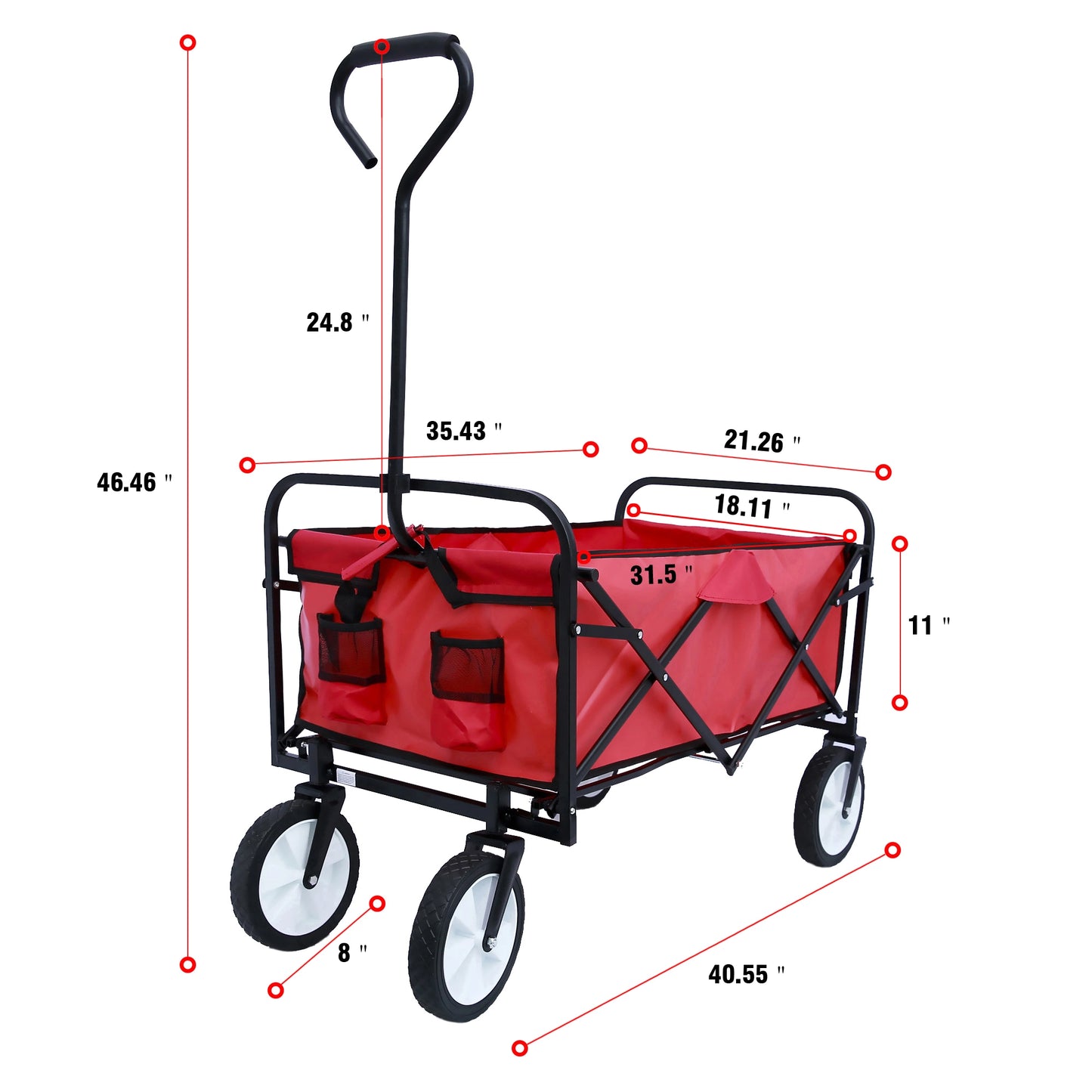 Folding Wagon Garden Cart - Large Capacity Utility Grocery Shopping Beach Carts with Wheels Moving Trolley for Outdoor