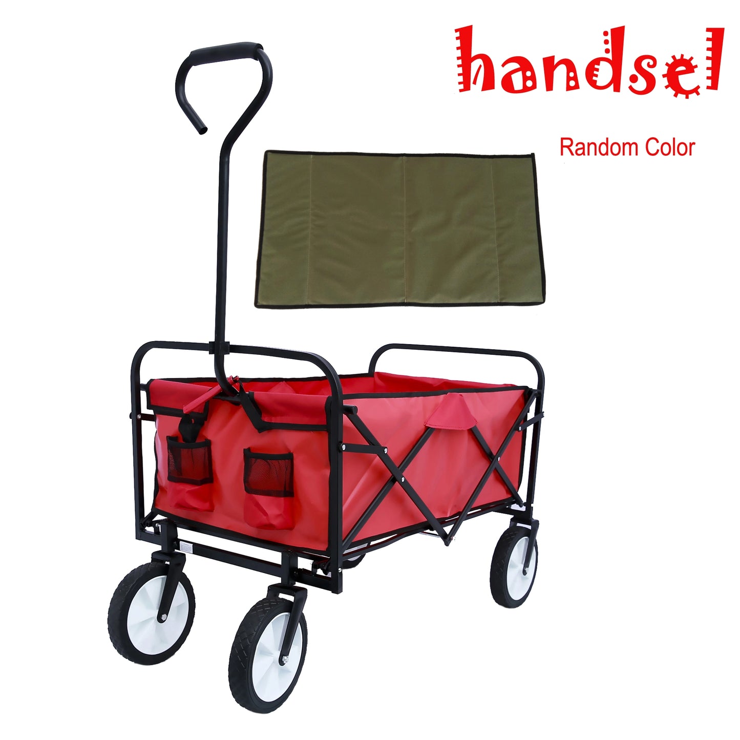 Folding Wagon Garden Cart - Large Capacity Utility Grocery Shopping Beach Carts with Wheels Moving Trolley for Outdoor