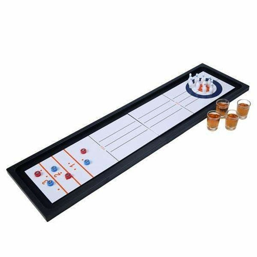 Bowling Shuffle Game Board, Table Party Games Outdoor Travel Combination Bowling and Shuffleboard Men's Gifts Adult Game