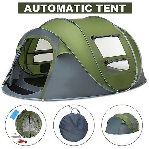 Pop Up Camping Tent - Waterproof Hiking Tents for 4 to 5 Persons - Large Tents Automatic Tarp Tent for Outdoor, Beach