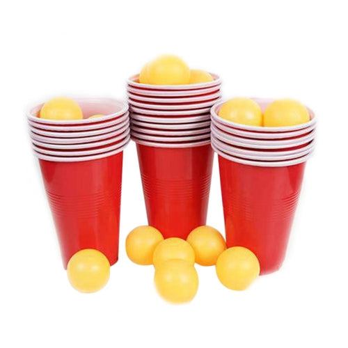 Ping Pong Set Wine Cup Game - Beer Pong Party Games Yard Pong Throwing Drinking Props Christmas Games 24 Cups & Balls