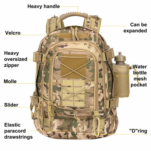 Lightweight Hiking Backpack Waterproof Bag Military Backpack for Fishing, Camping Backpack, Travel Bag Outdoor Adventure