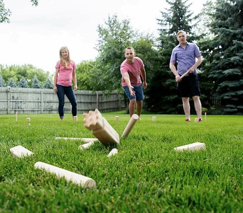 Kubb Game Set - Premium Backyard Tossing Game Set & Durable Wooden Blocks with Travel Bag - Fun, Interactive Outdoor Games for Adults and Kids