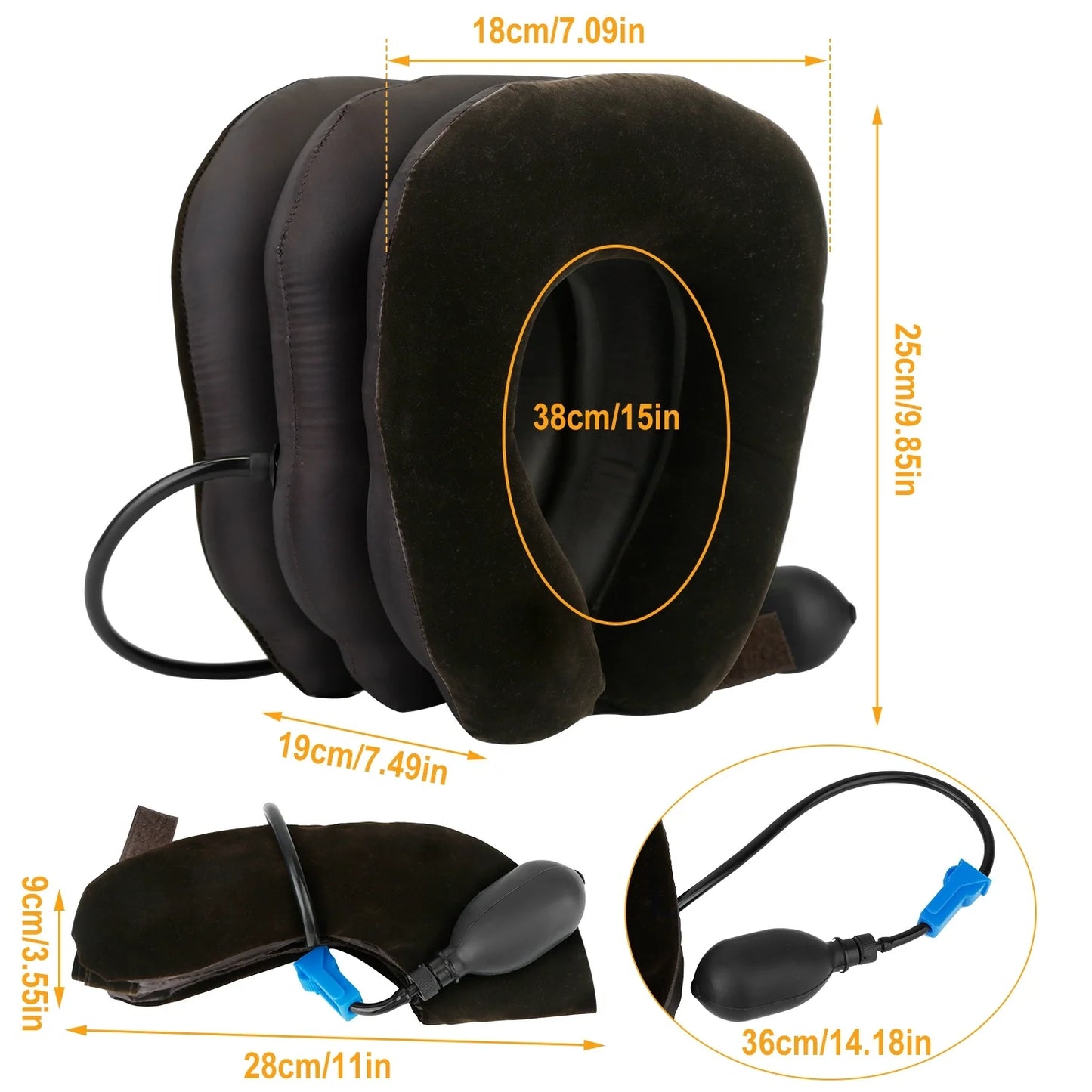 Cervical Neck Pillow - Neck Pain Relief Adjustable Travel Shoulder Pillow | Inflatable Pillow Cervical Traction Device