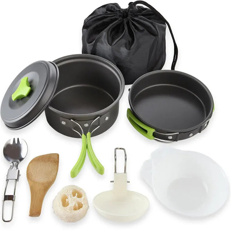 Kitchen Cookware Sets - Alumina Material Camping Pots and Pans Set - 9 Pieces Camping Essentials