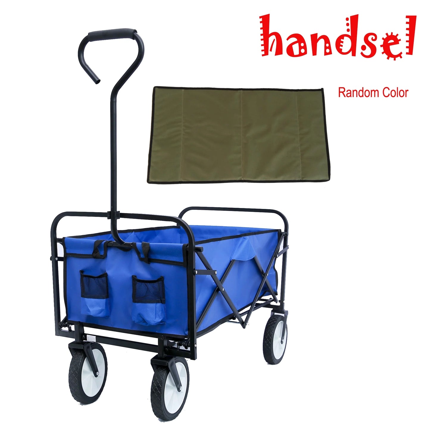 Folding Wagon Garden Cart - Large Capacity Utility Grocery Shopping Beach Carts with Wheels Moving Trolley for Outdoor